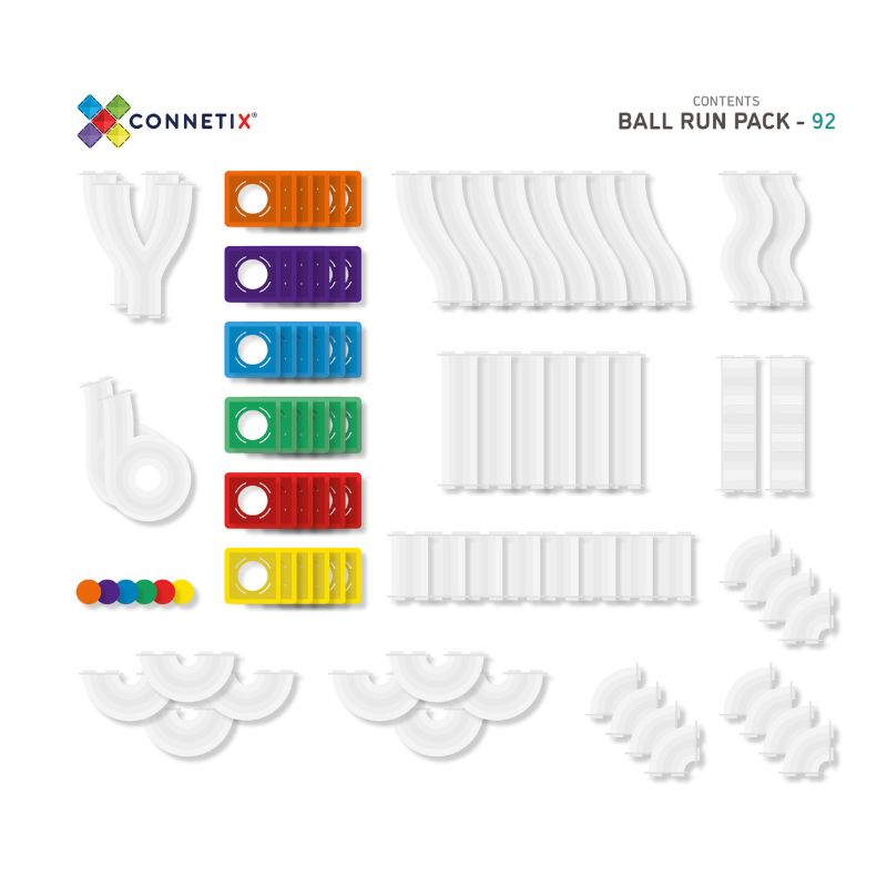 Connetix Tiles - 92 Piece Rainbow Ball Run Pack